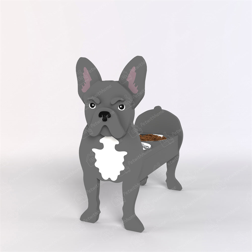 French Bulldog Pet Food Bowl Holder