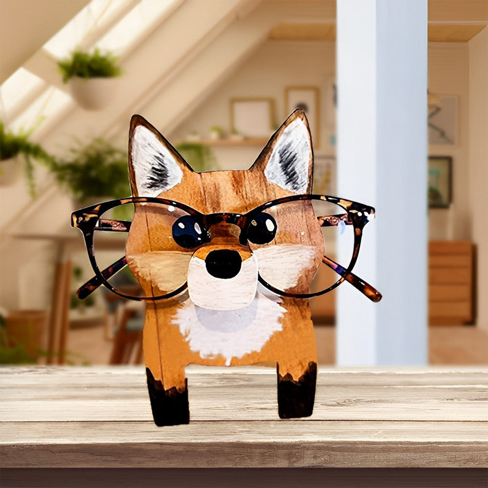 Wooden Cartoon Smart Fox Eyeglass Holder