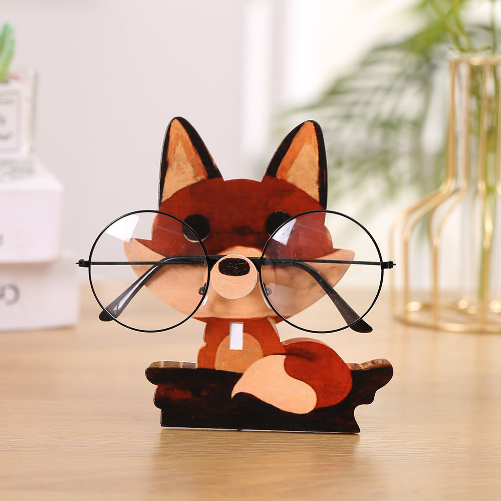 Wooden Cartoon Fox Eyeglass Holder