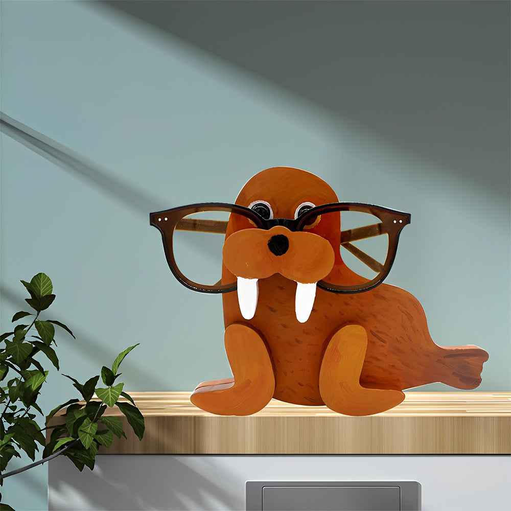 Wooden Cartoon Walrus Eyeglass Holder