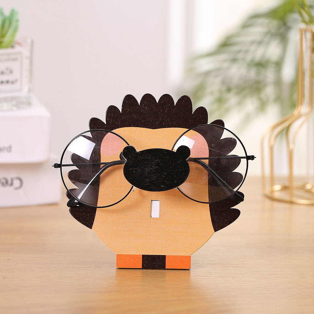 Wooden Cartoon Lovely Hedgehog Eyeglass Holder