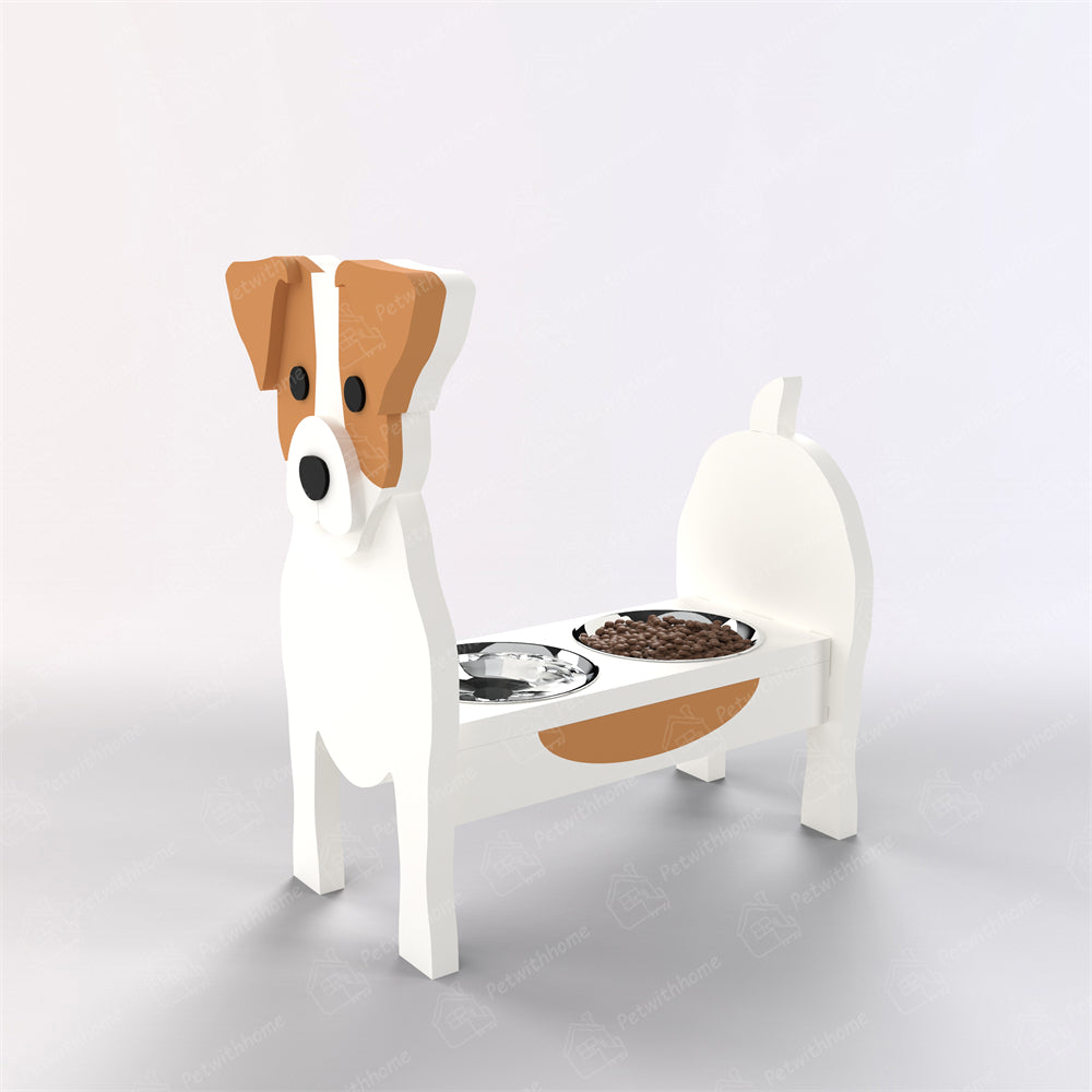 Jack Russell Pet Food Bowl Holder