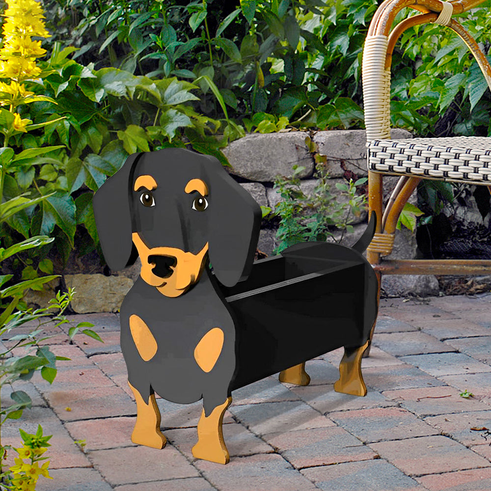 Black and Brown Dachshund Planter