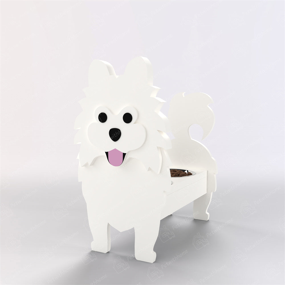 Pomeranian Pet Food Bowl Holder