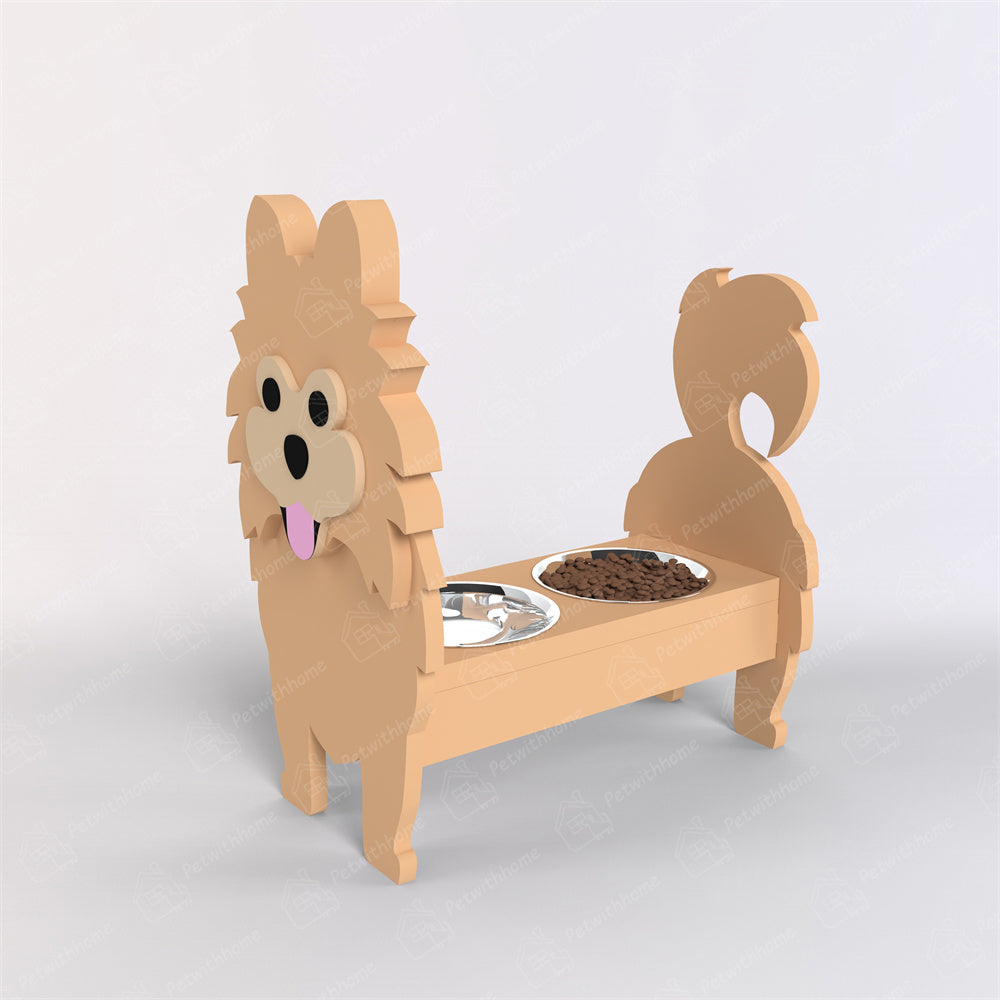 Pomeranian Pet Food Bowl Holder