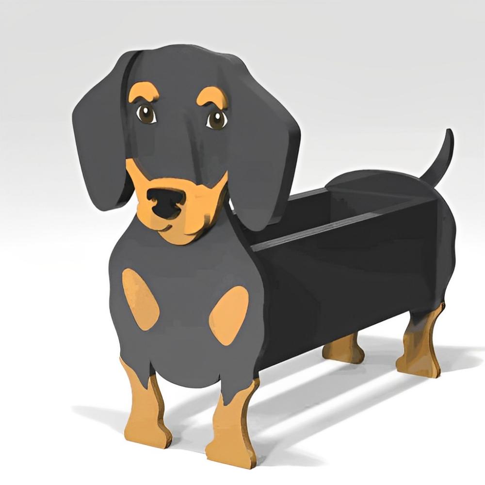 Black and Brown Dachshund Planter